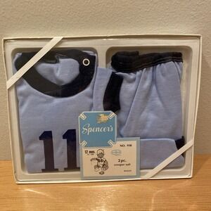 Vintage Spencer's Baby Gift Clothes 2 Piece Creeper Set Made In USA New 12 Mo